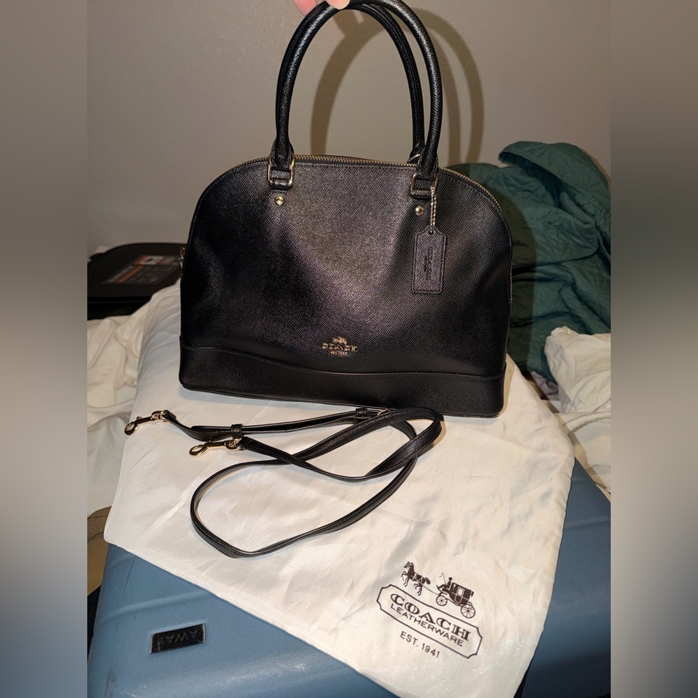 Coach Black Leather Satchel Bag